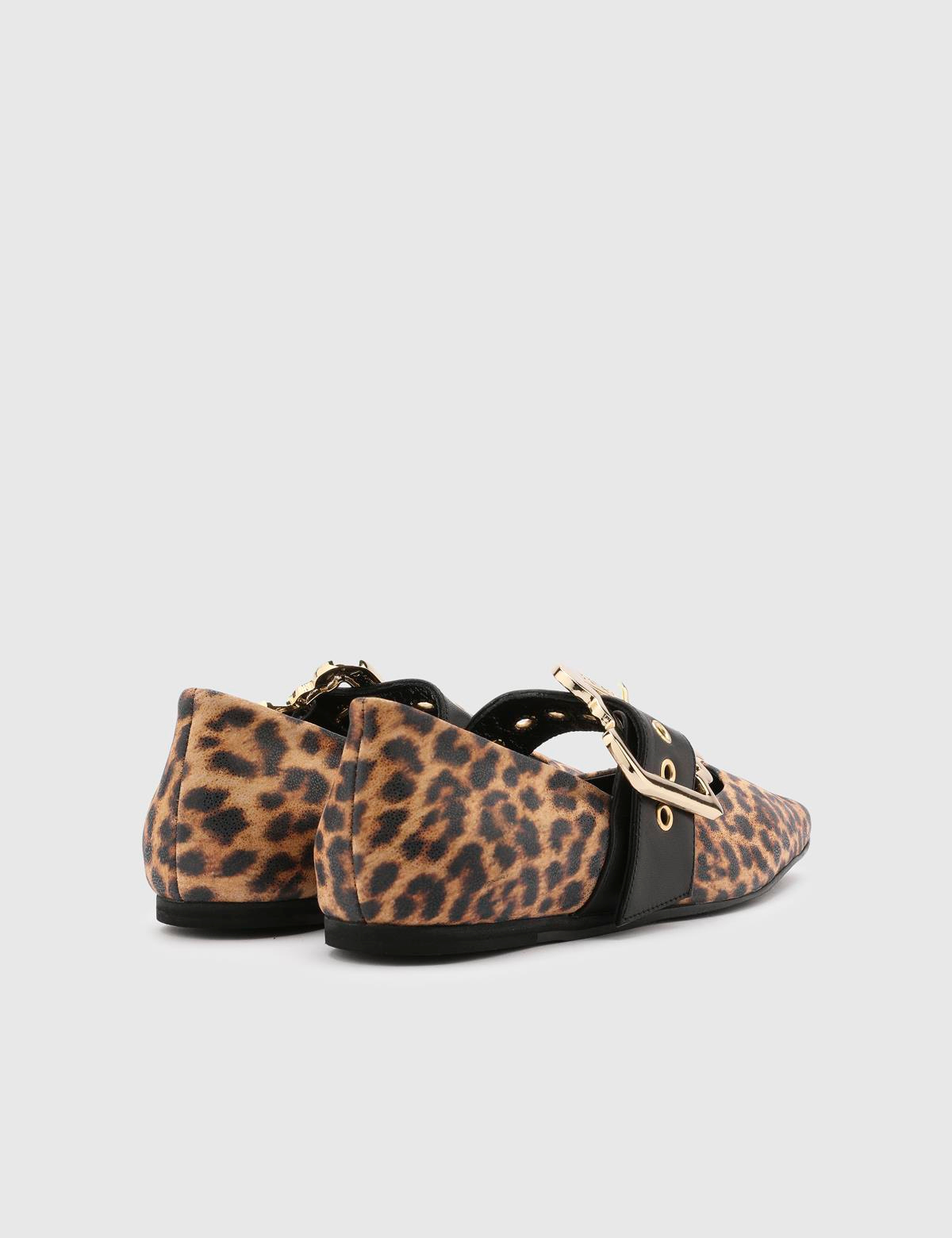 Allecra Leopard Leather Women's Ballerina