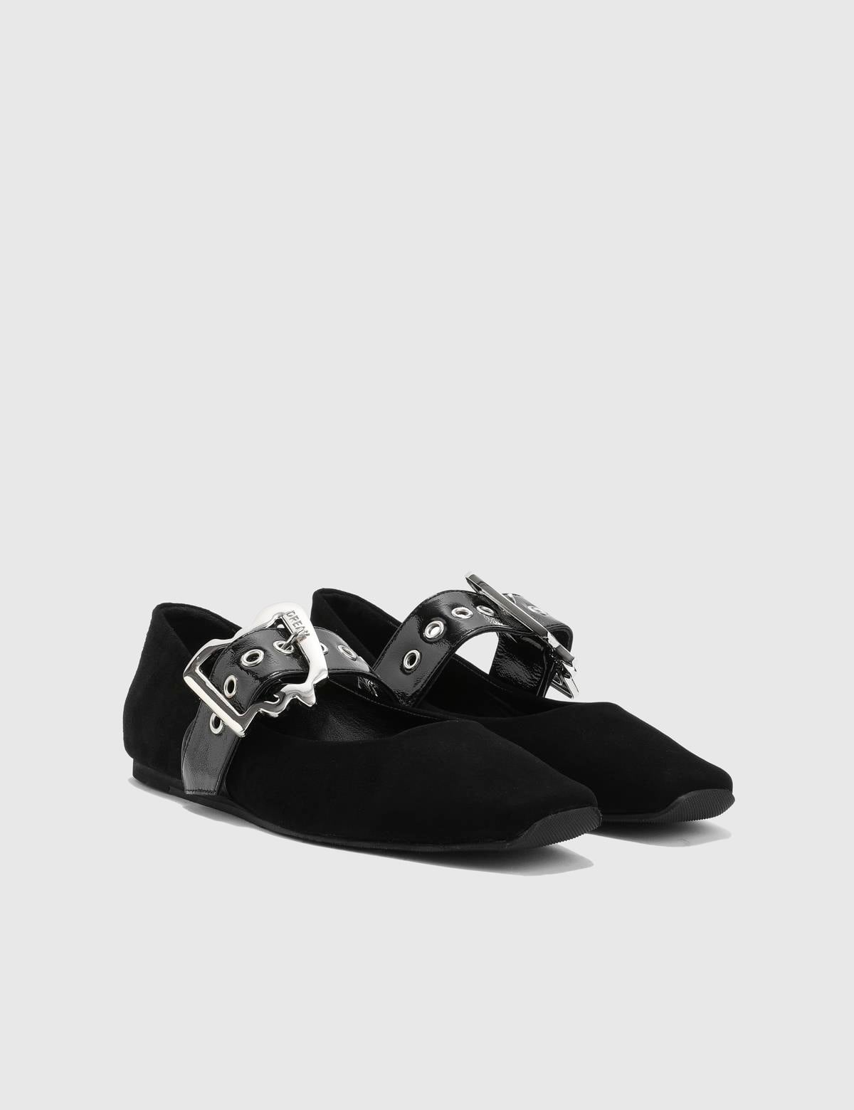 Allecra Black Suede Leather Women's Ballerina