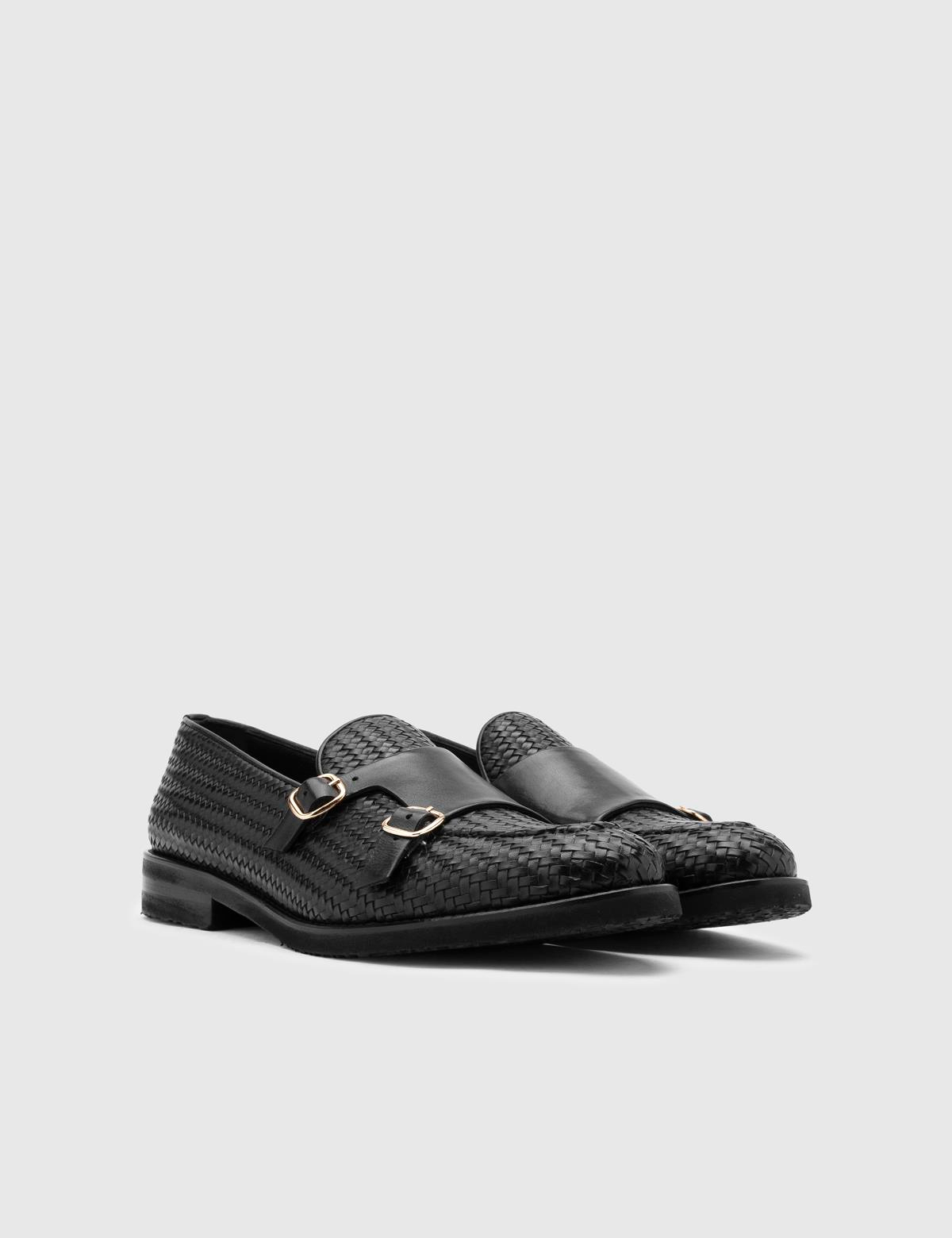 Alvaro Black Woven Antique Leather Men's Loafer