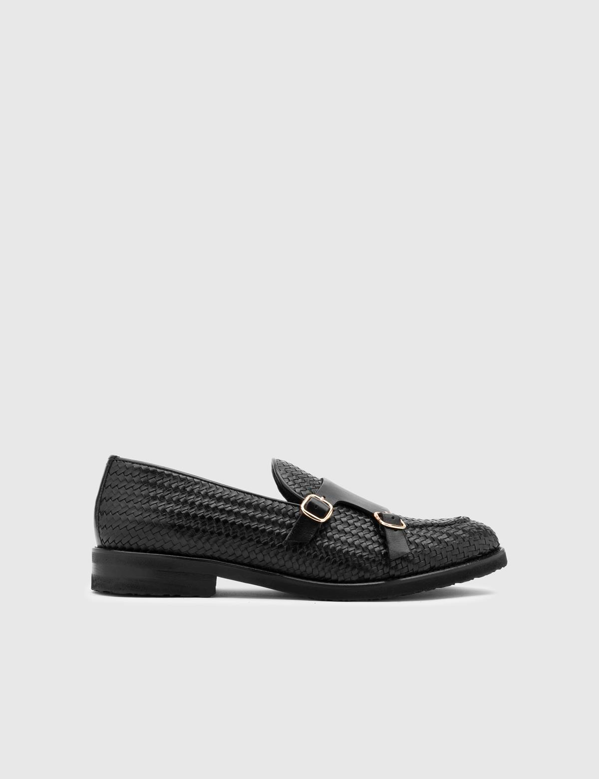 Alvaro Black Woven Antique Leather Men's Loafer