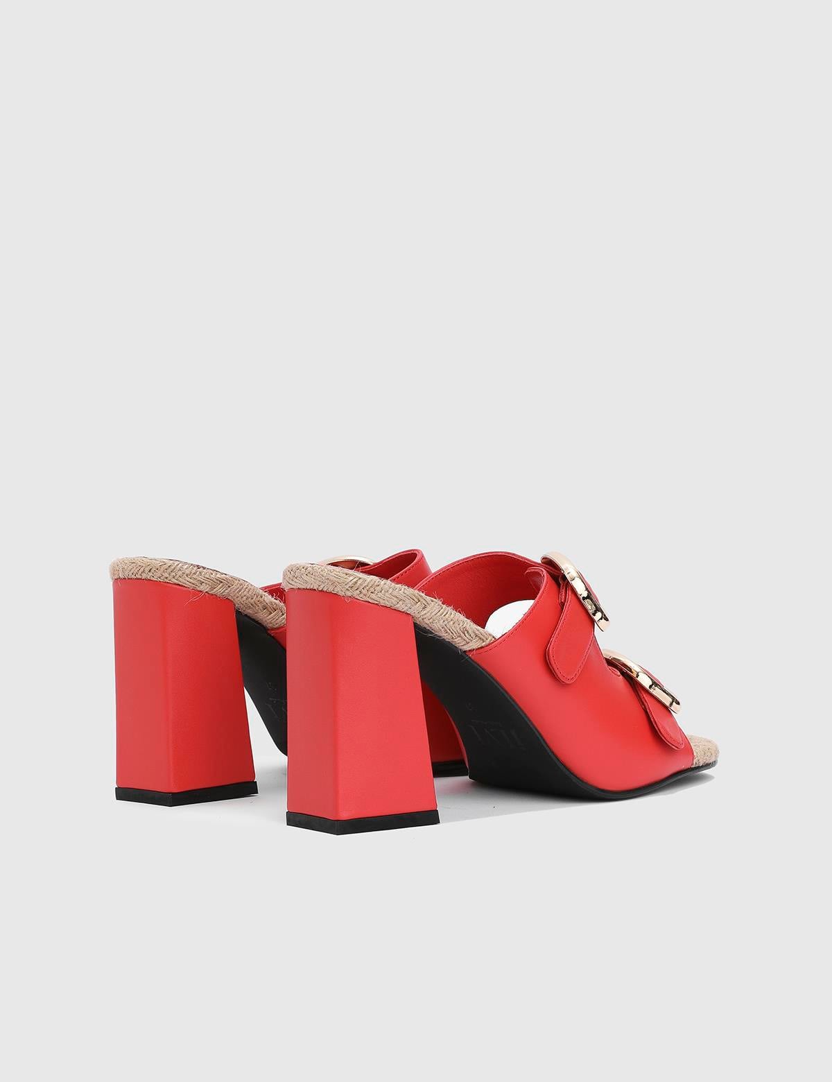 Anett Red Leather Women's Heeled Slide