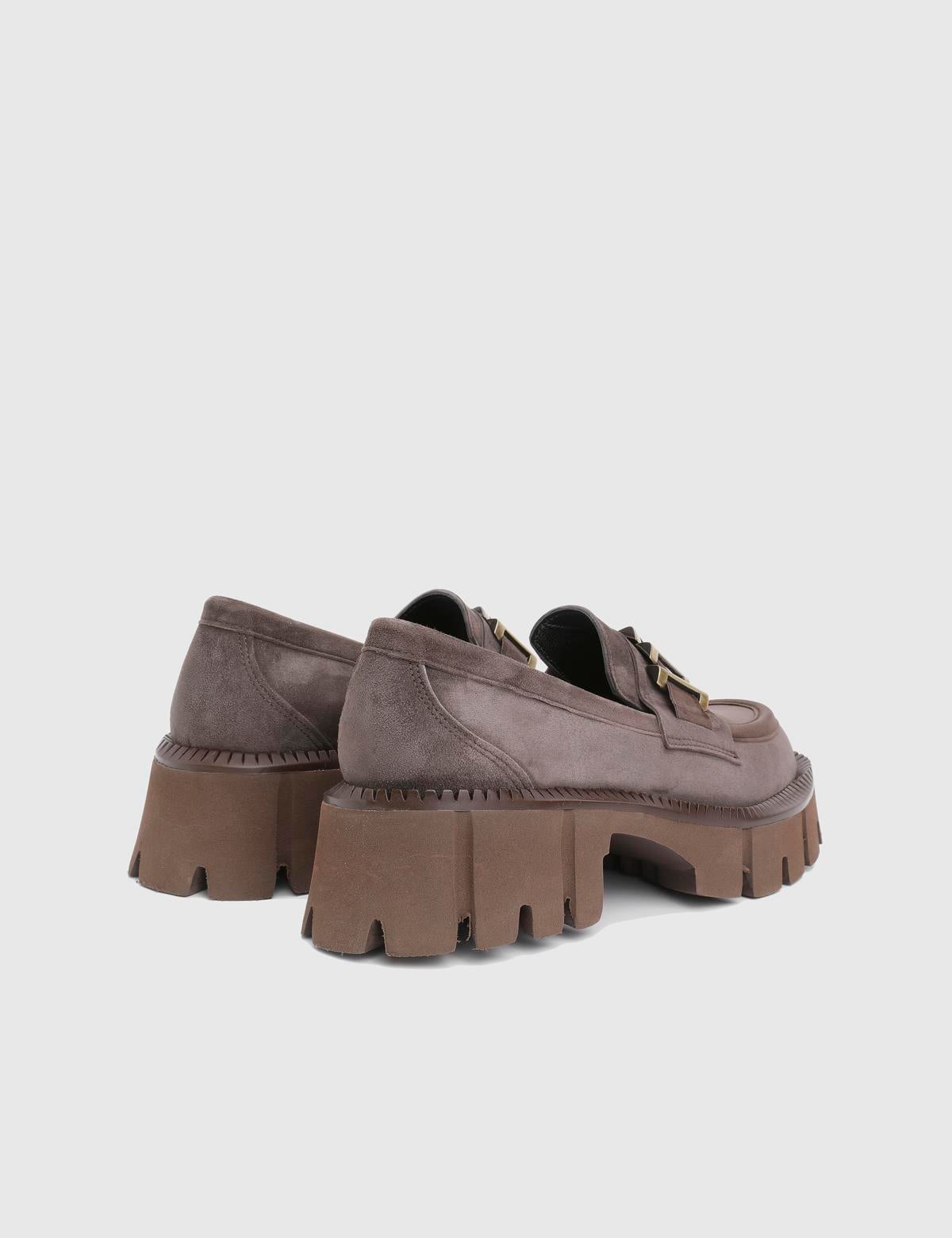 Anto Brown Suede Leather Women's Loafer