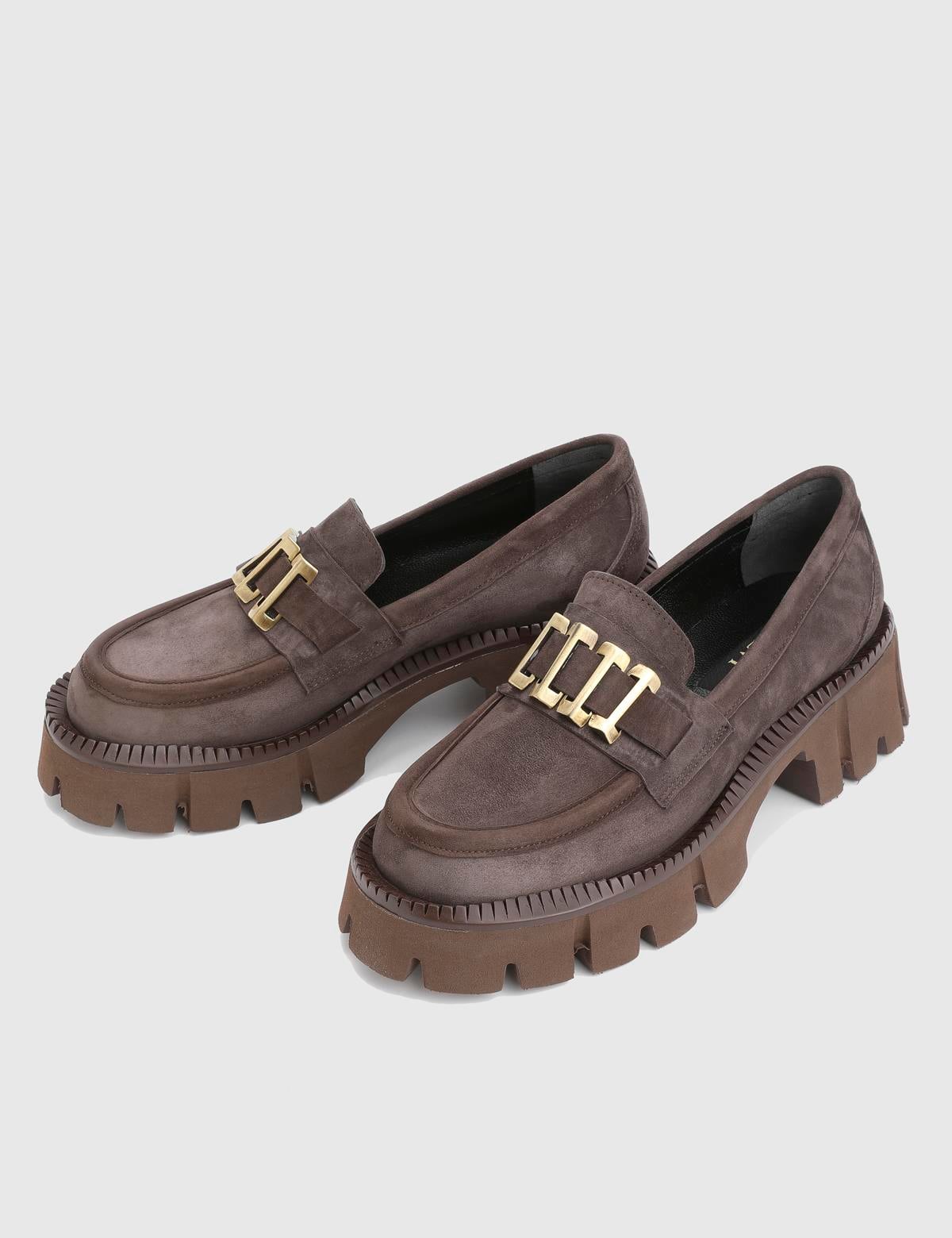 Anto Brown Suede Leather Women's Loafer