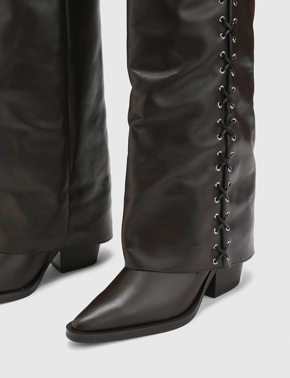 Aradia Brown Leather Women's Heeled High Boot