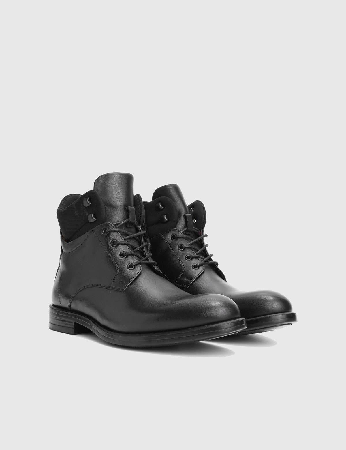 Armando Black Leather Fabric Men's Boot