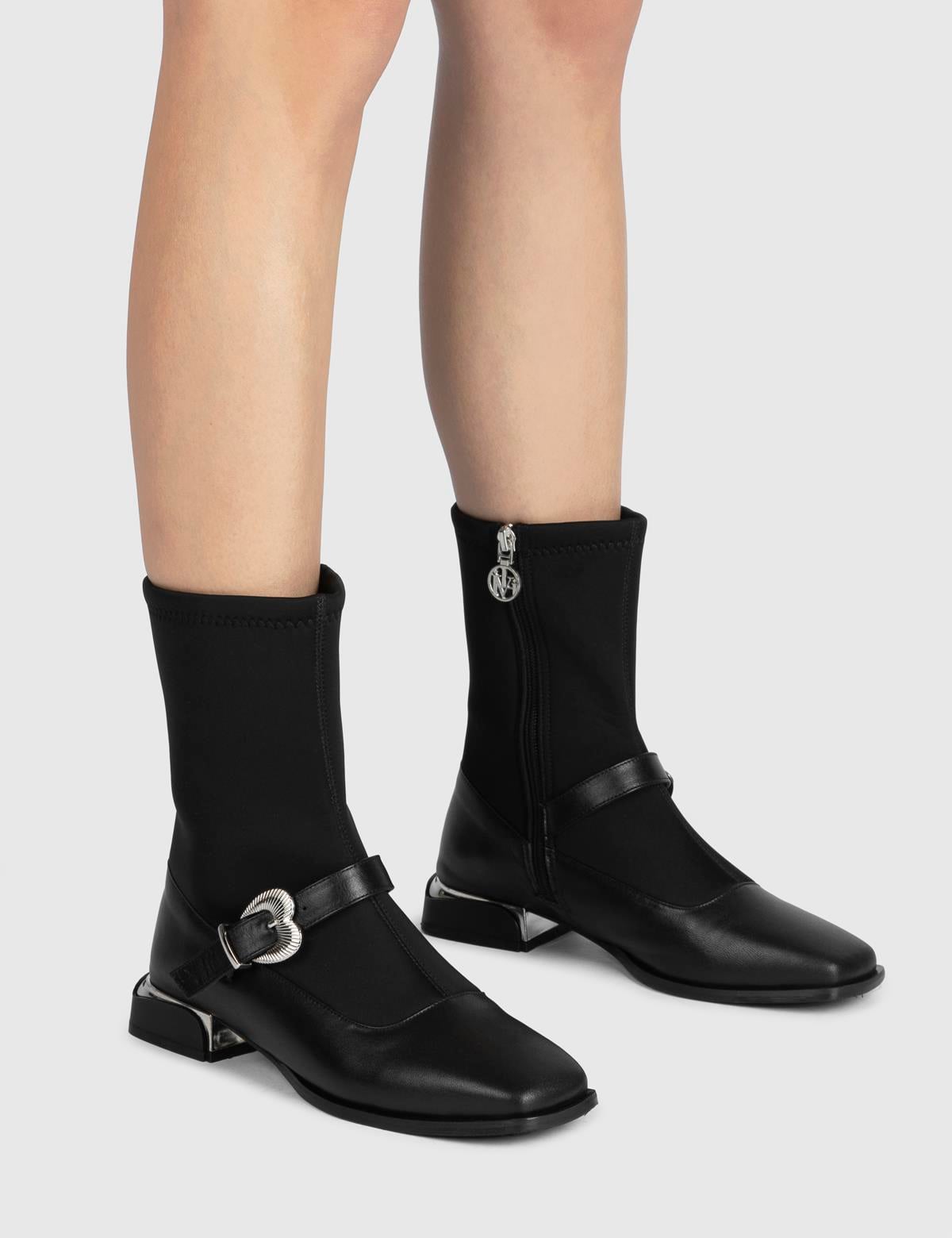 Astilbe Black Stretch Leather Women's Boot