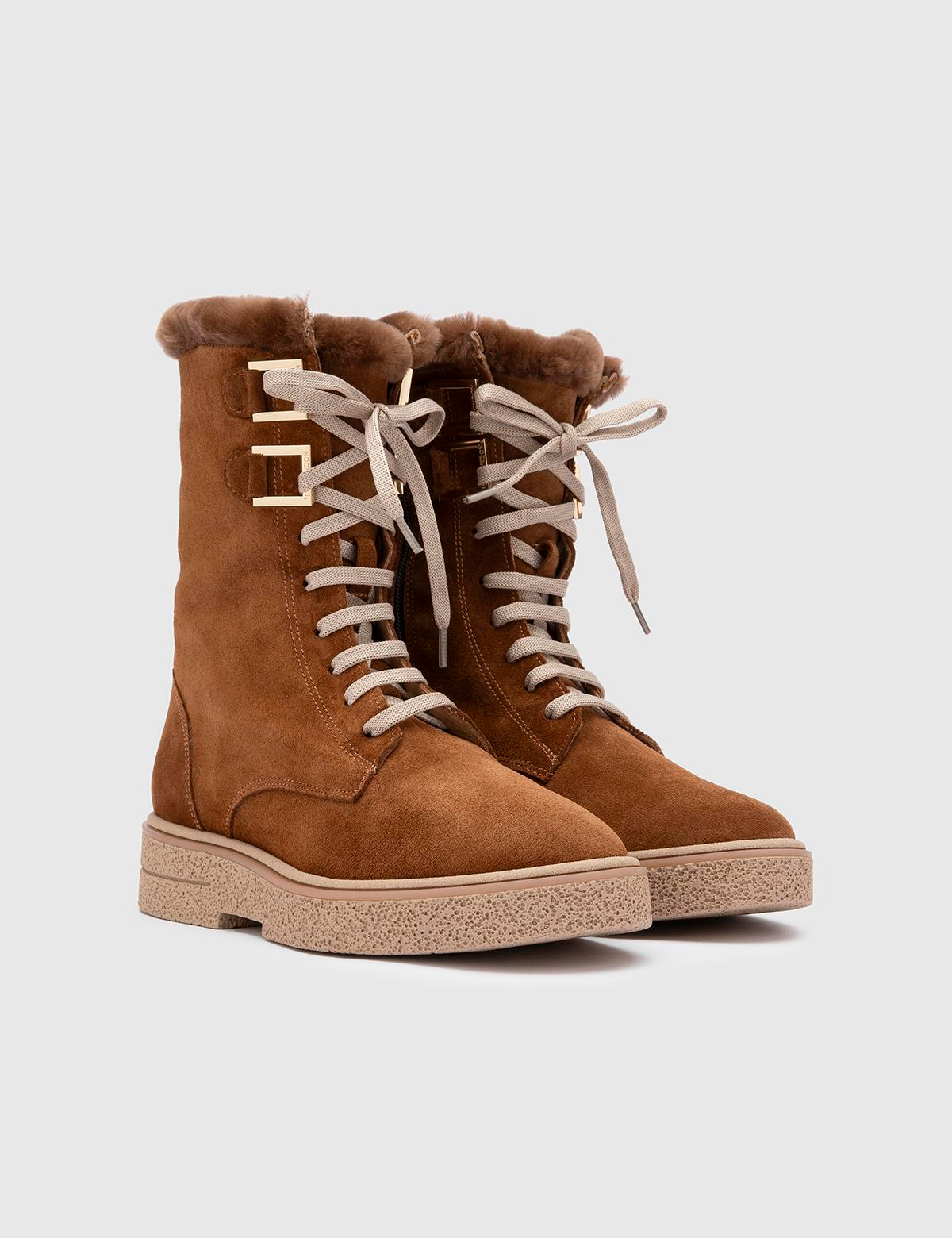 Bafut Saddle Brown Suede Leather Women's Boot