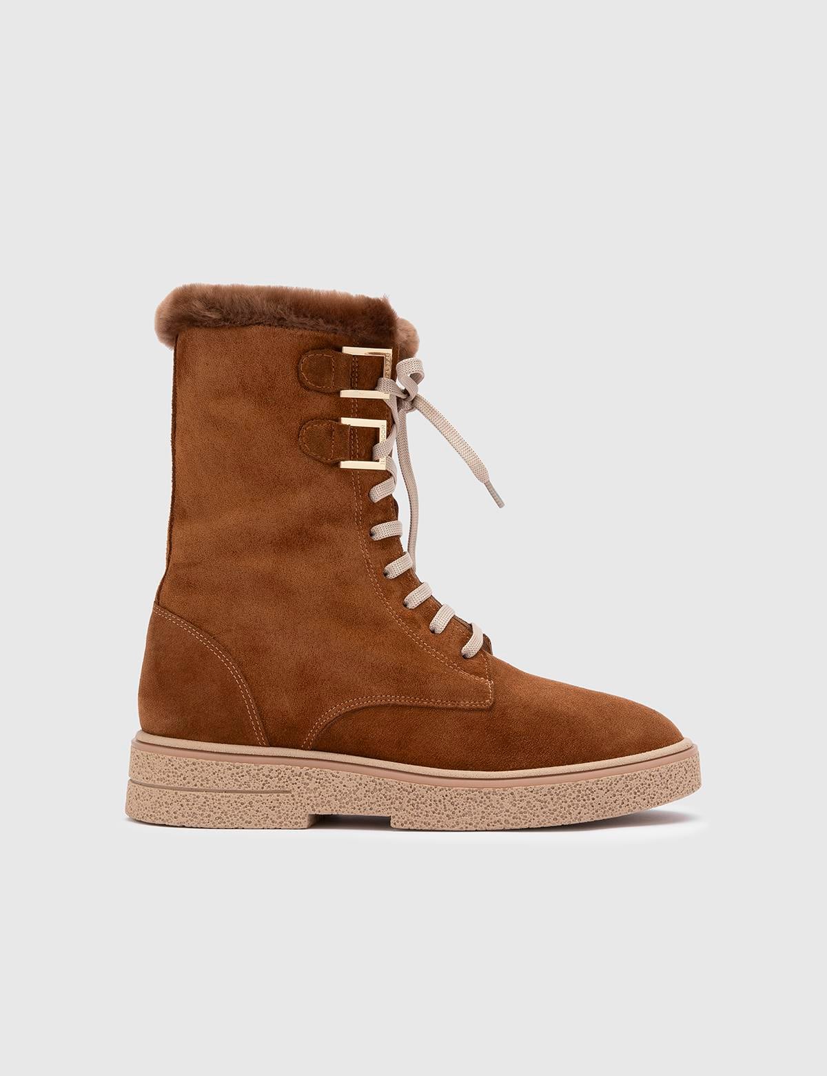 Bafut Saddle Brown Suede Leather Women's Boot