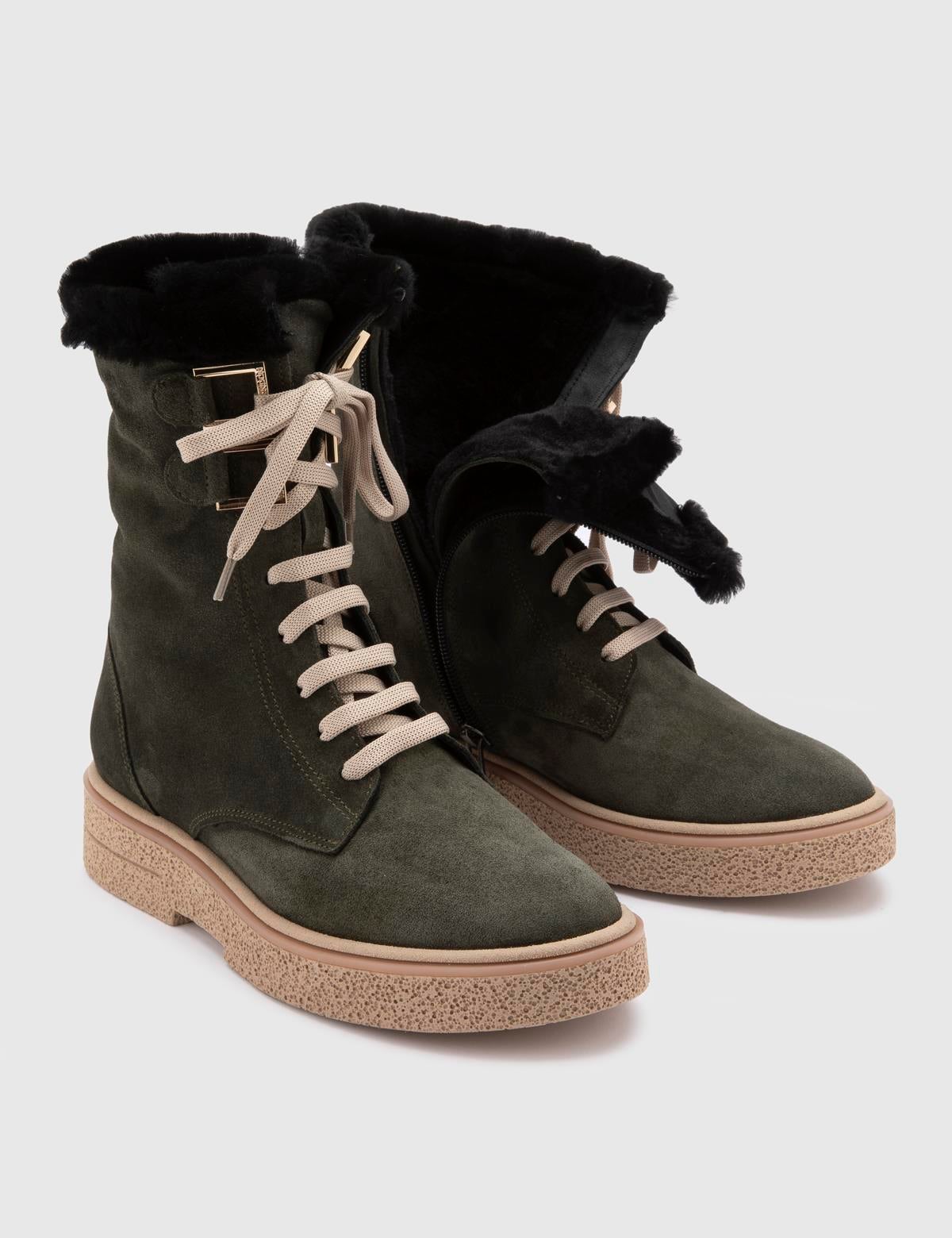 Bafut Green Suede Leather Women's Boot