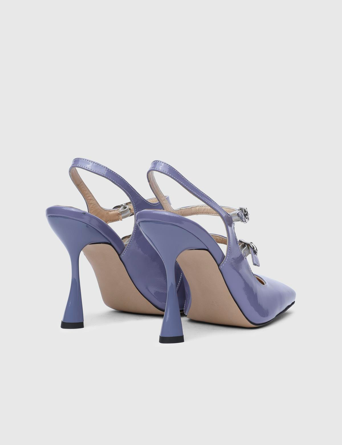 Bajuzs Purple Patent Leather Women's Heeled Sandal