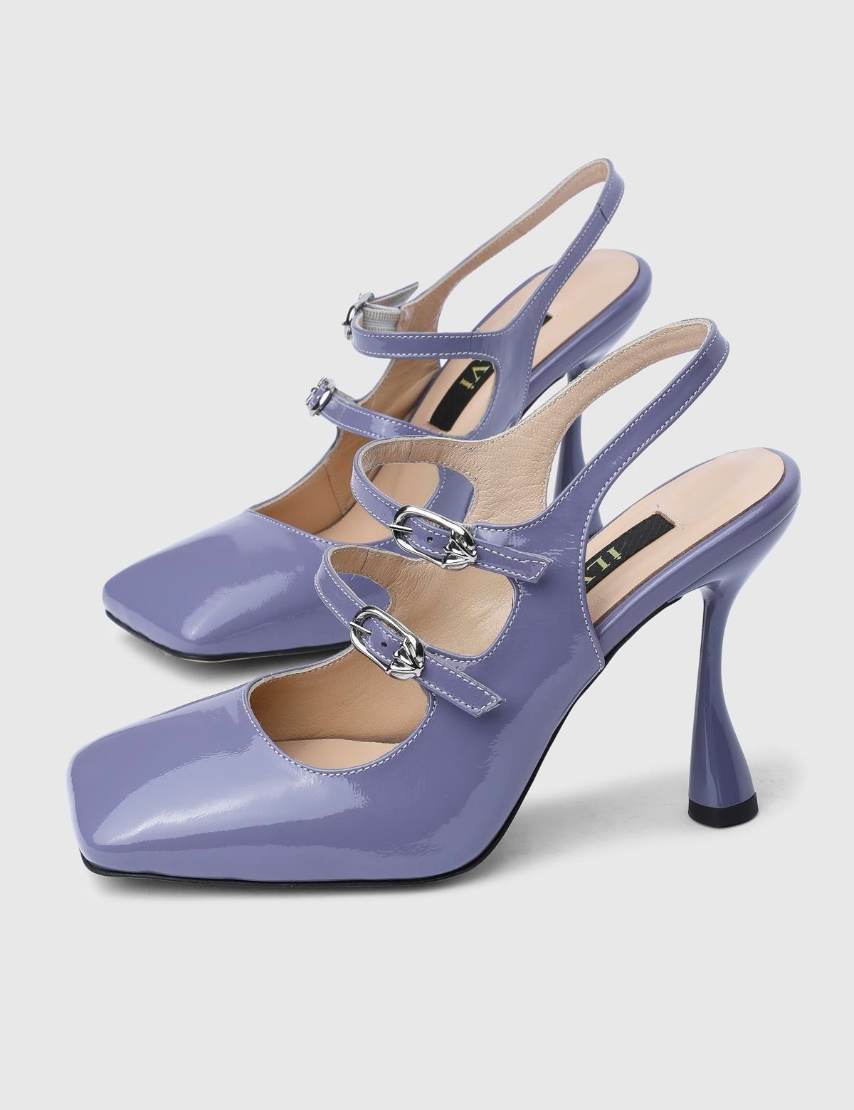 Bajuzs Purple Patent Leather Women's Heeled Sandal