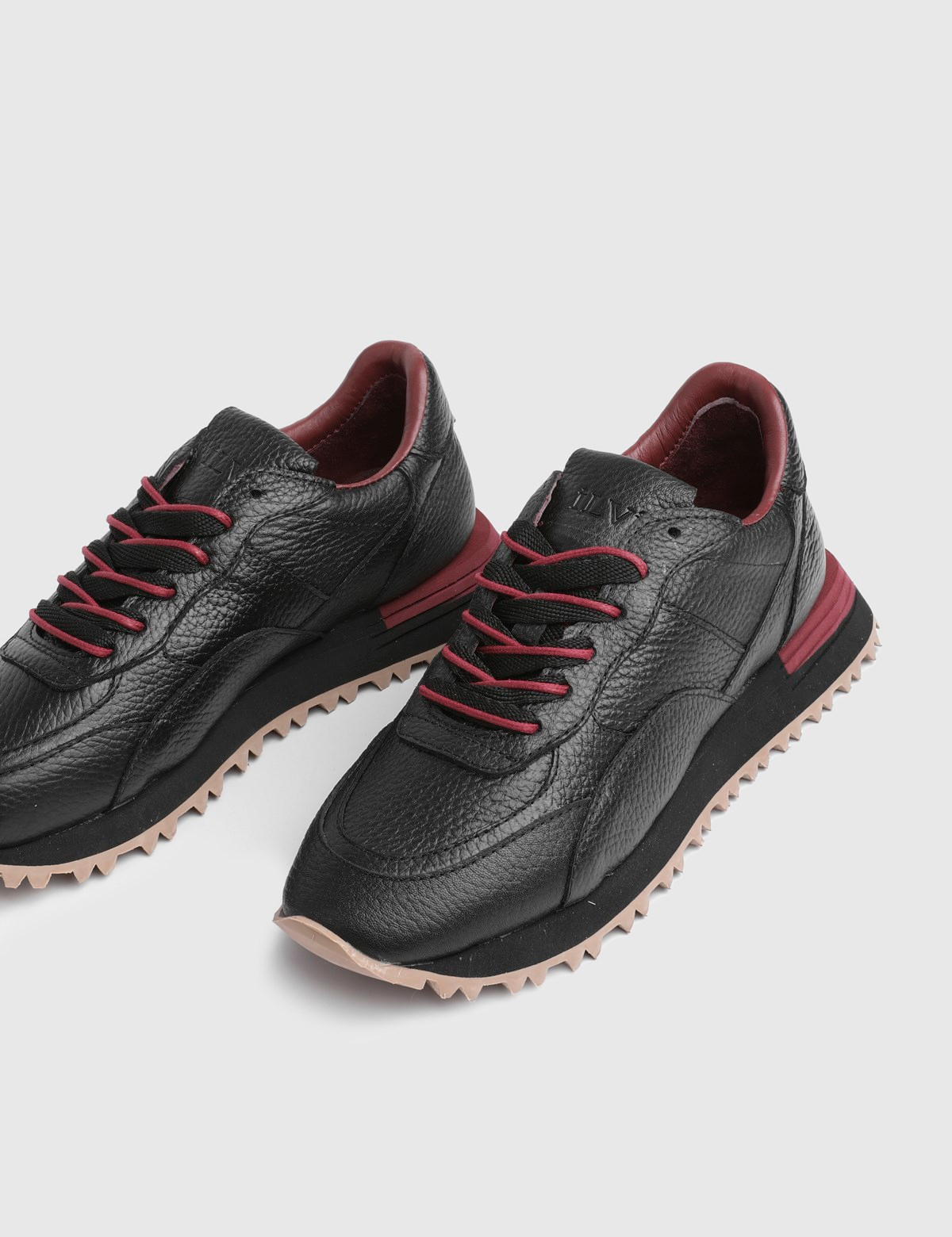 Ballatria Hakiki Floter Deri Kadın Bordo Sneaker