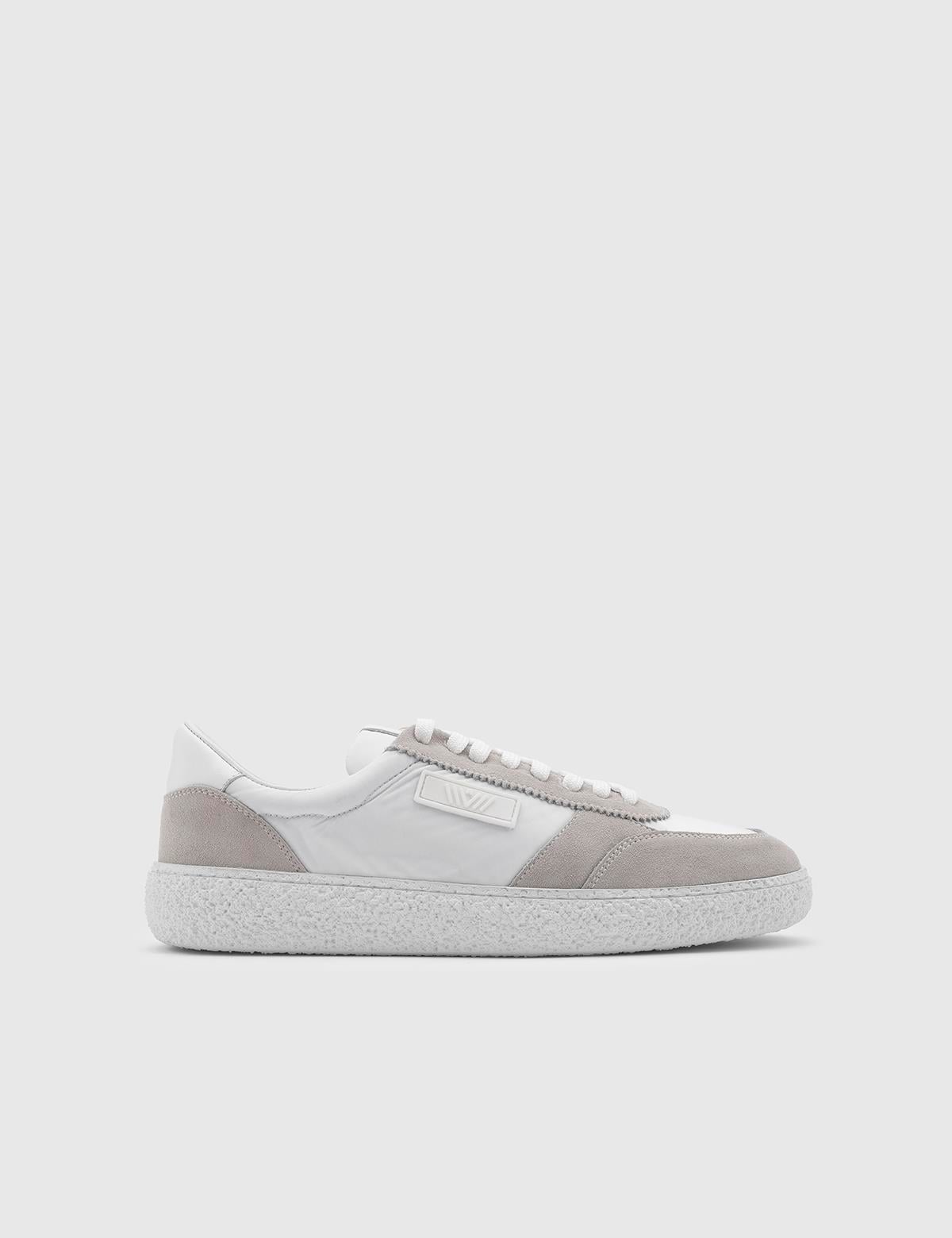 Battist White Suede Leather-Fabric Men's Sneaker