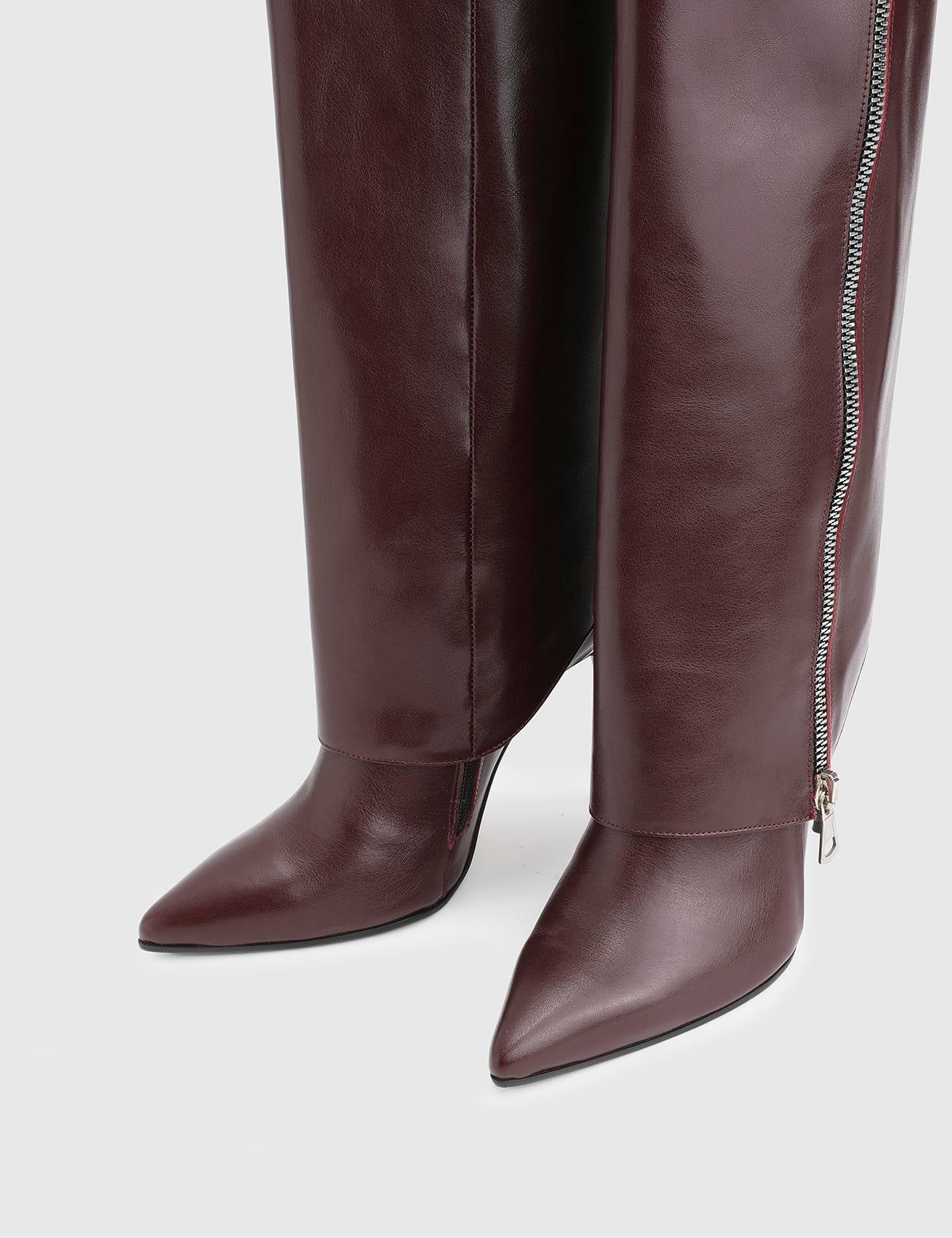 Bellina Burgundy Leather Women's High Boot