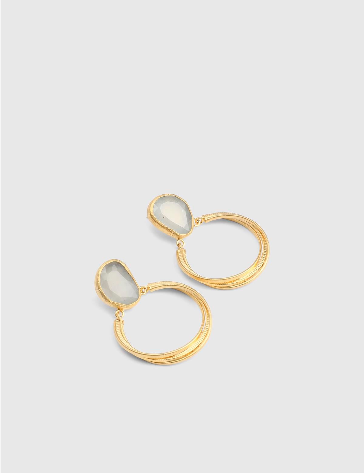 Benere Gold Women's Earrings with White Stones