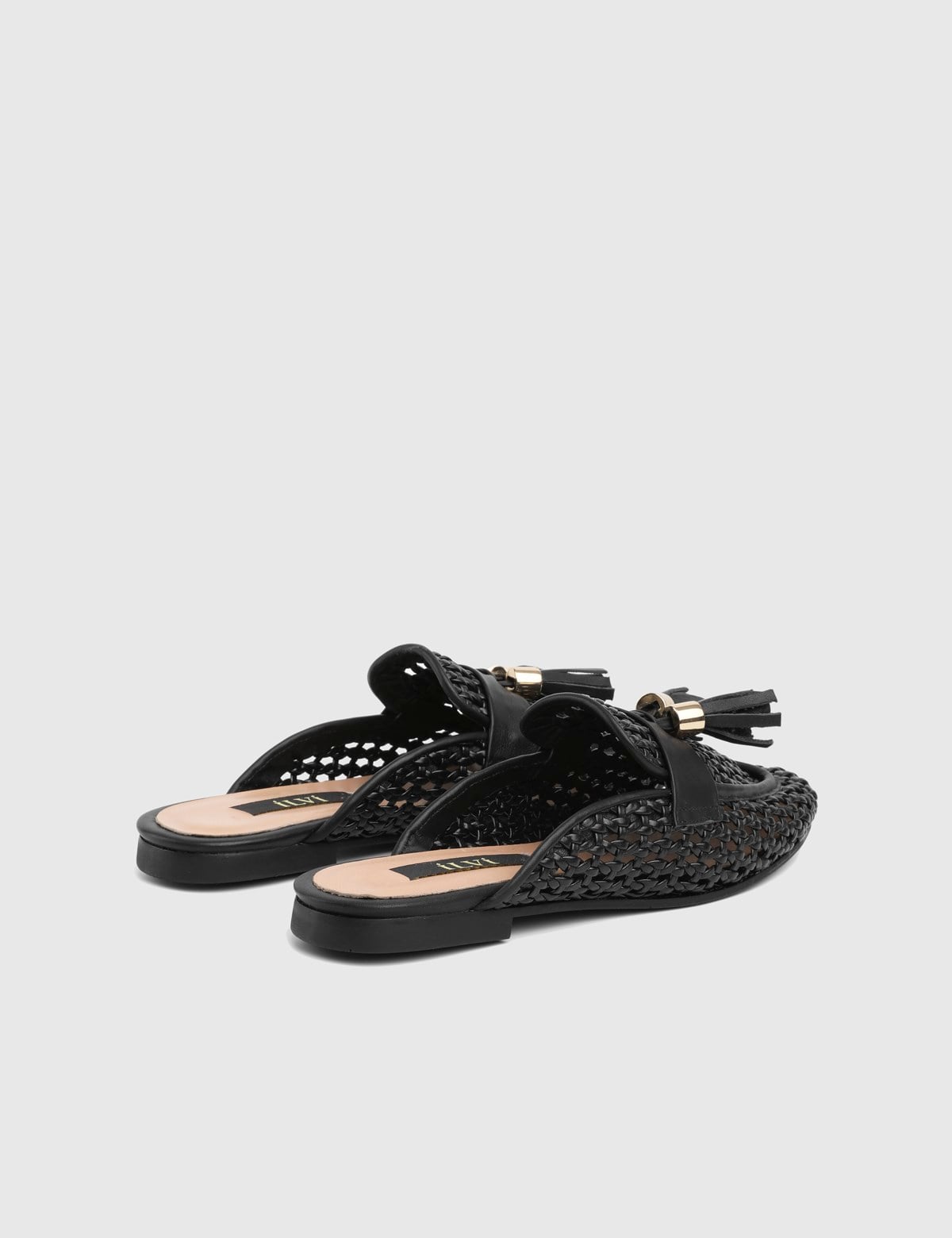 Benora Black Woven Leather Women's Slide