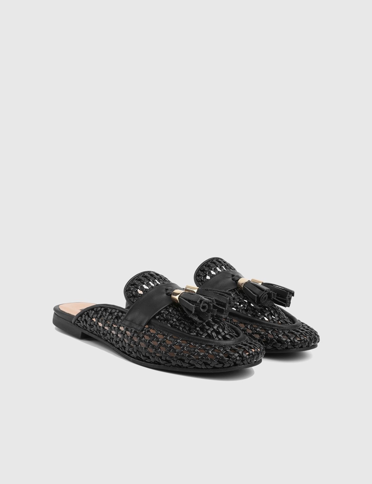 Benora Black Woven Leather Women's Slide