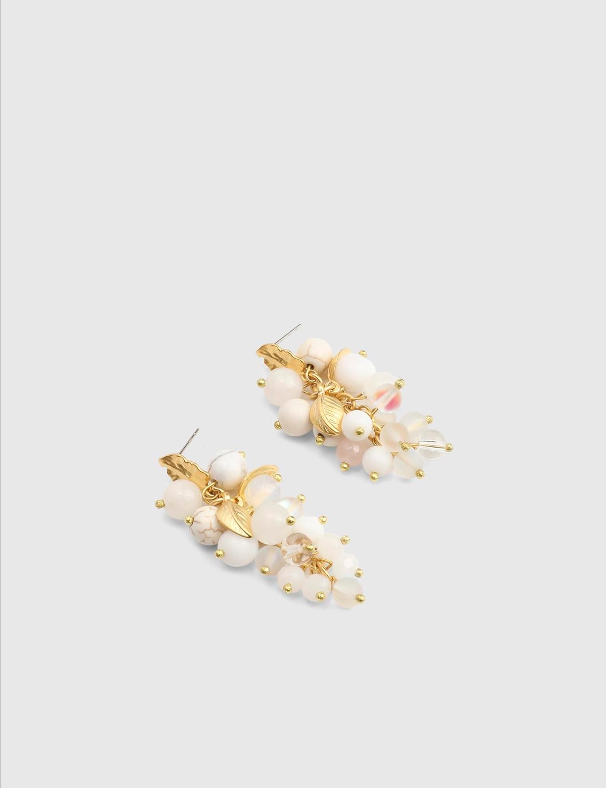 Benore Gold Women's Earrings with White Stones