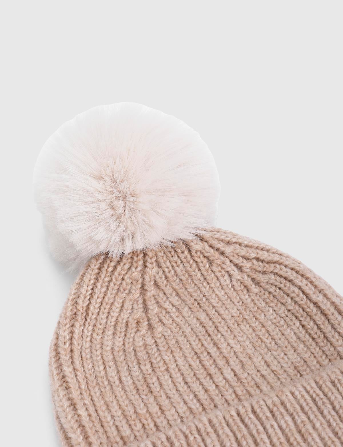 Biane Beige Unisex Tricot Beret