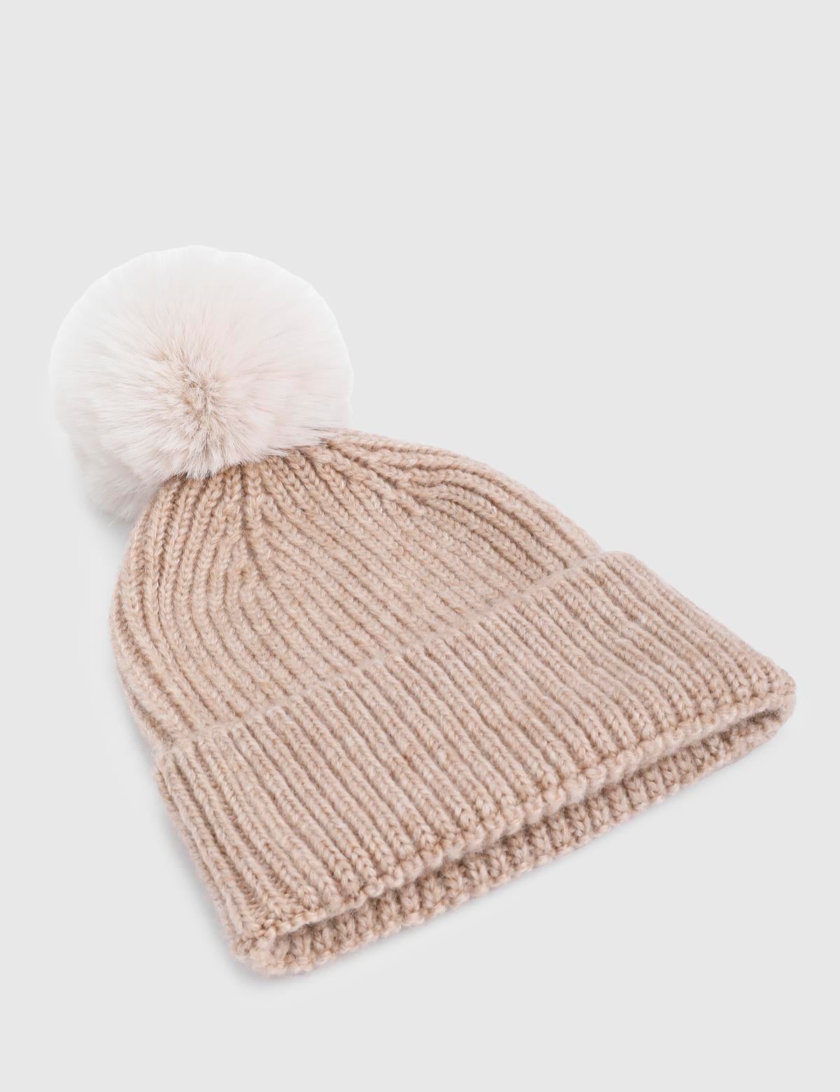 Biane Beige Unisex Tricot Beret