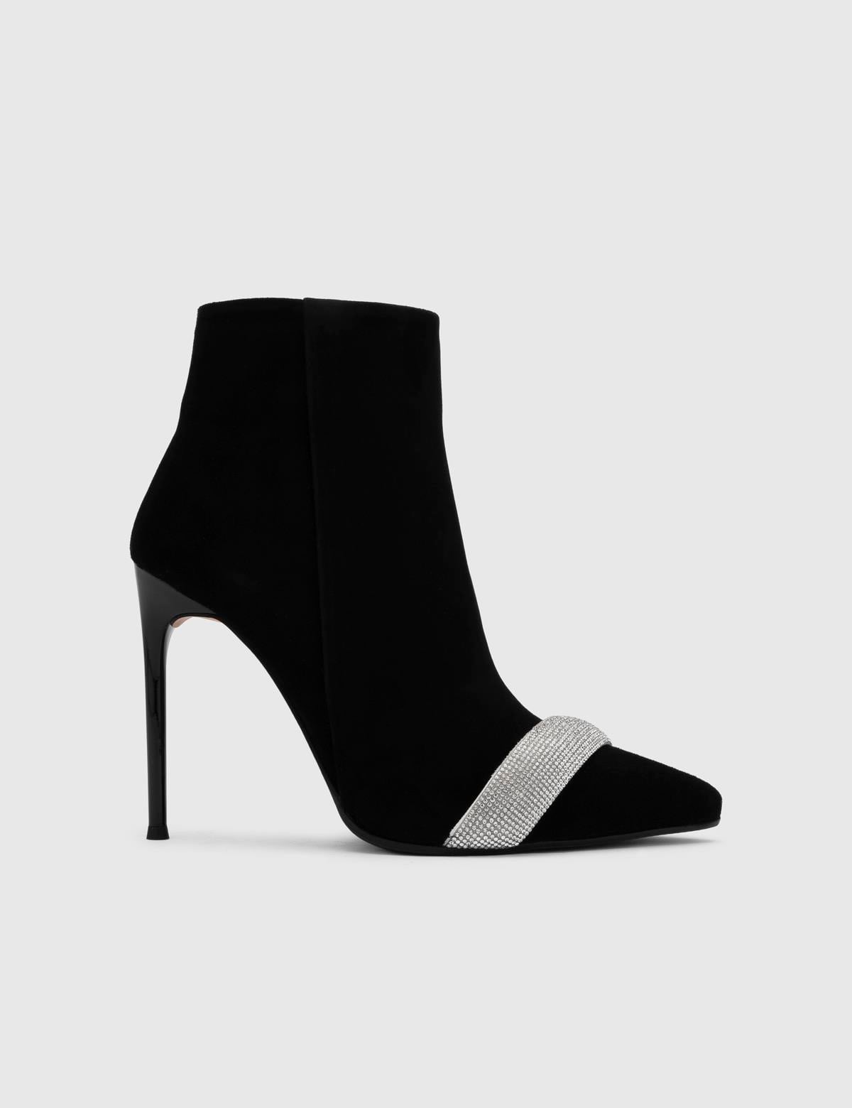 Blenda Black Suede Leather Women's Heeled Boot