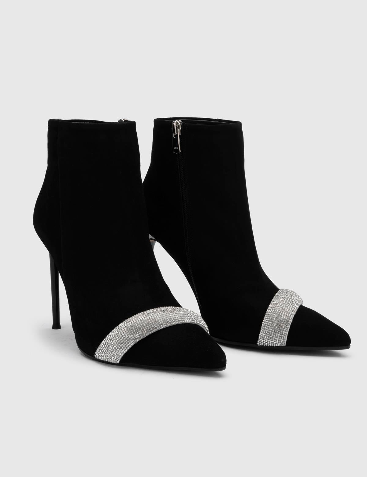 Blenda Black Suede Leather Women's Heeled Boot