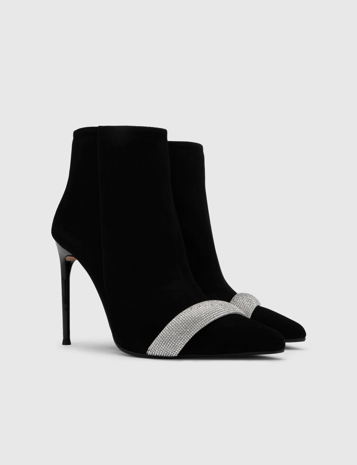 Blenda Black Suede Leather Women's Heeled Boot