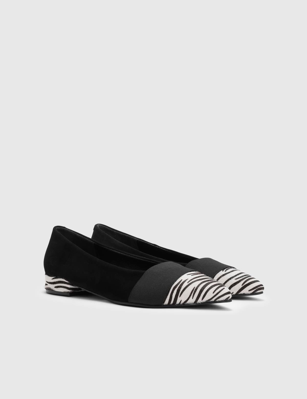 Bloem Black Suede Leather Women's Ballerina