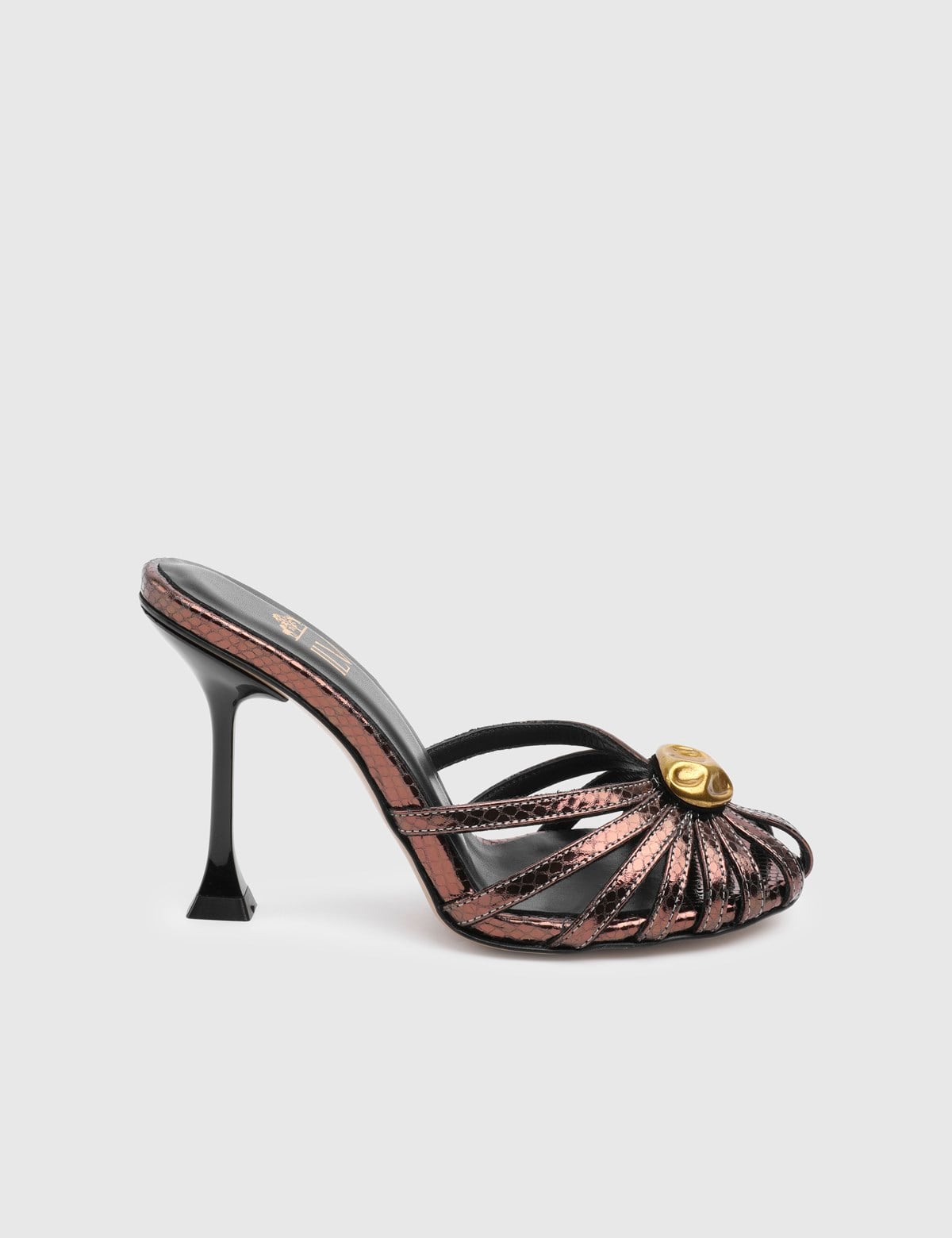 Brilene Bronze Leather Women's Heeled Slide