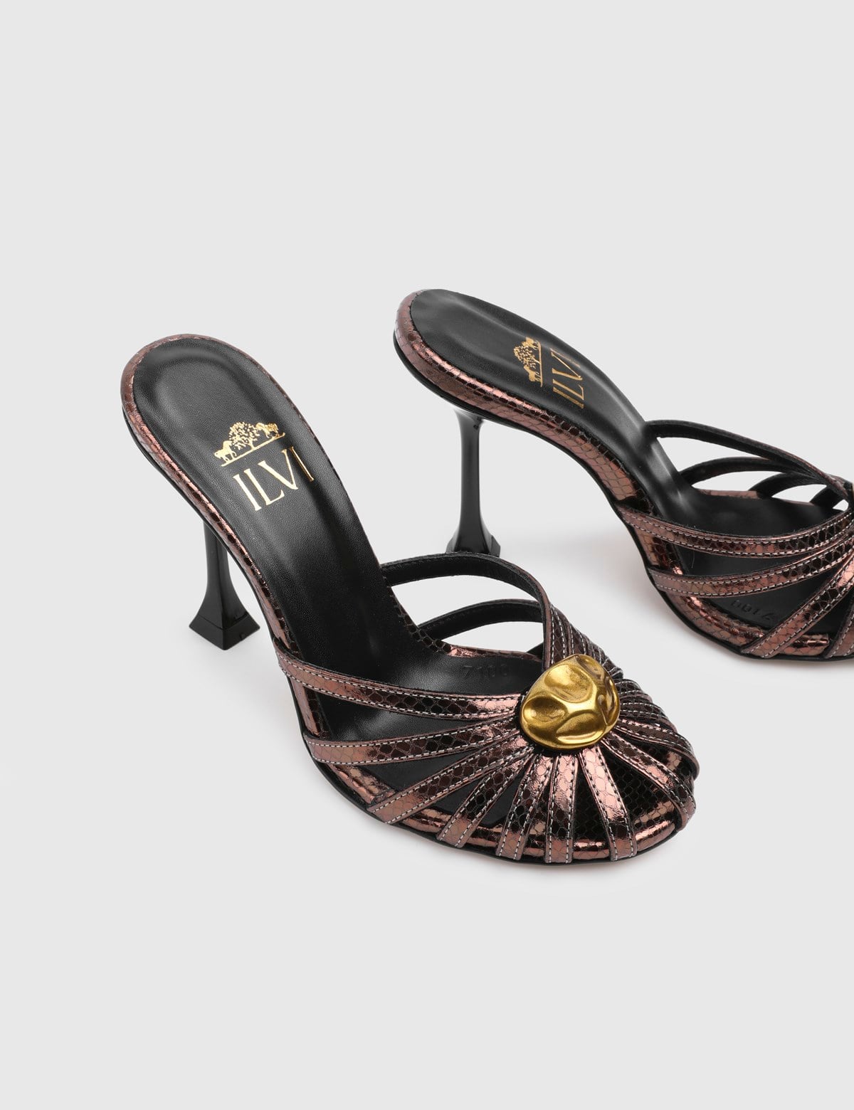 Brilene Bronze Leather Women's Heeled Slide