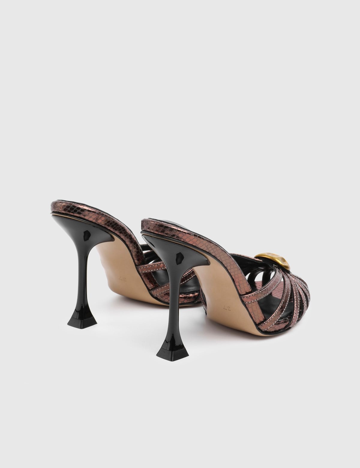Brilene Bronze Leather Women's Heeled Slide