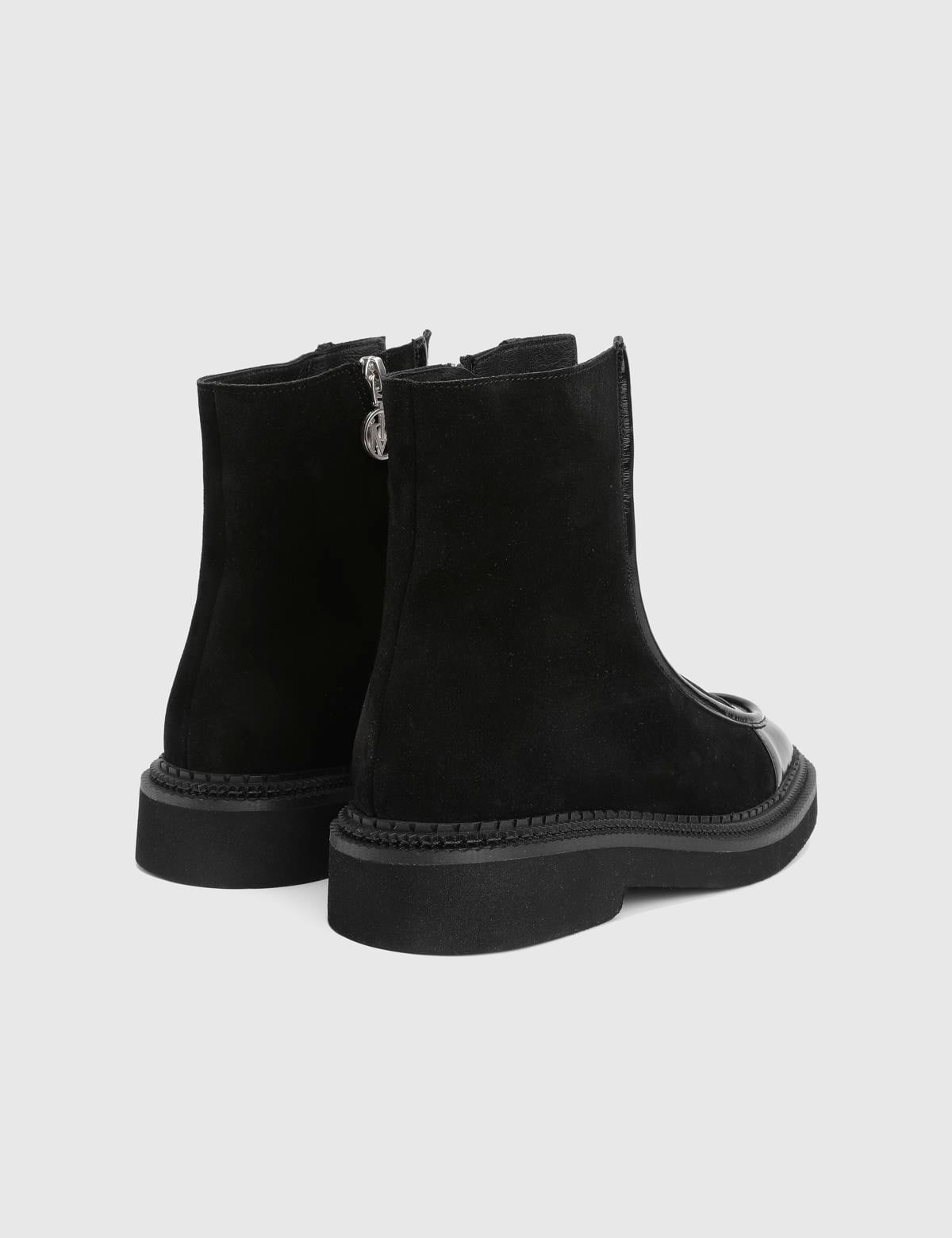 Brisie Black Patent Leather Suede Women's Boot