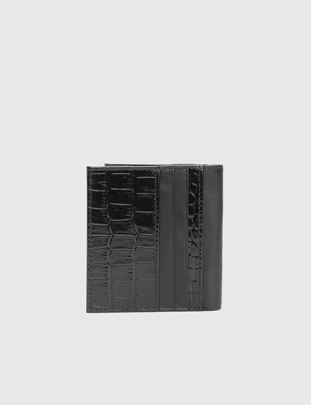 Bruno Black Leather Crocodile Men's Wallet