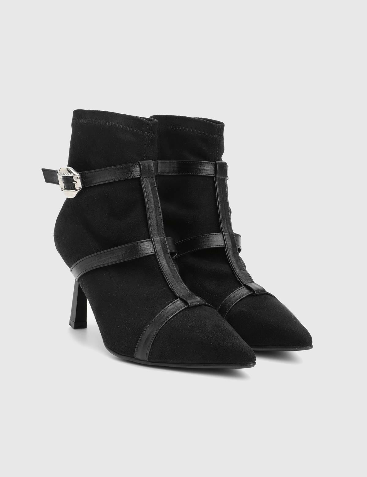 Buynaka Black Suede Leather Women's Heeled Boot