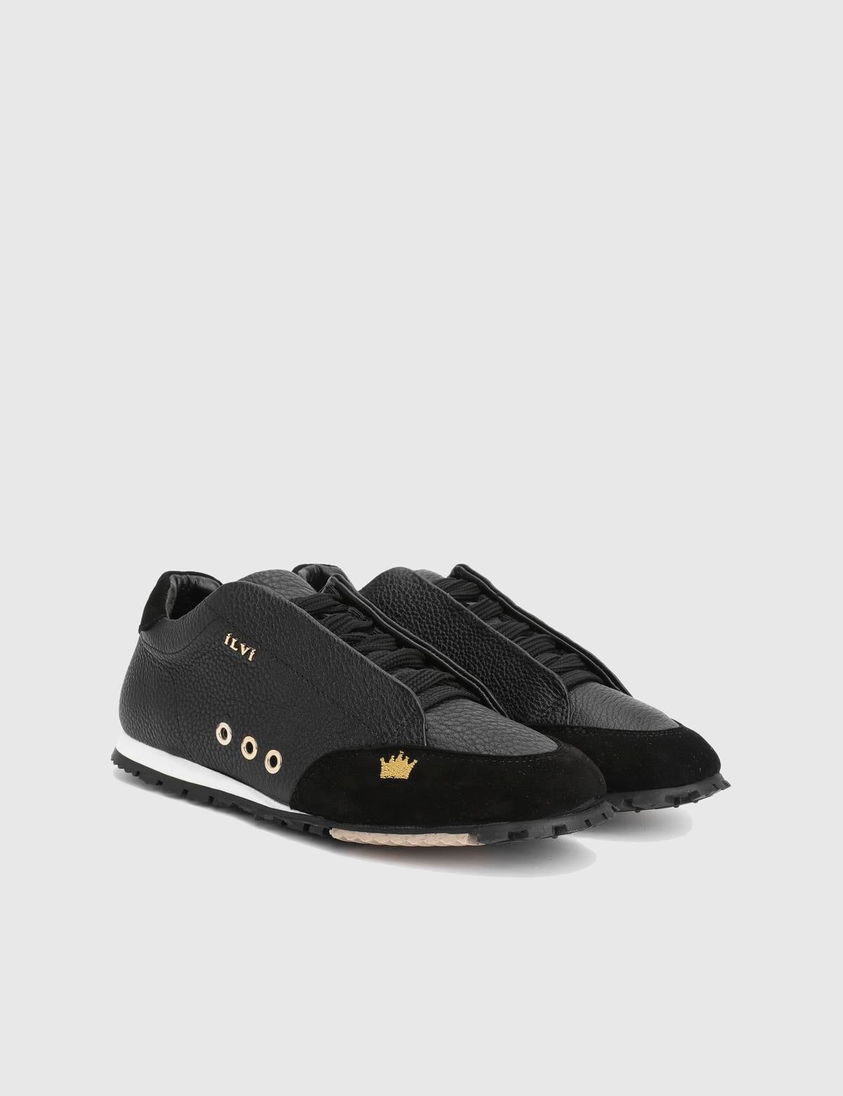 Calisto Black Floater Leather Suede Women's Sneaker