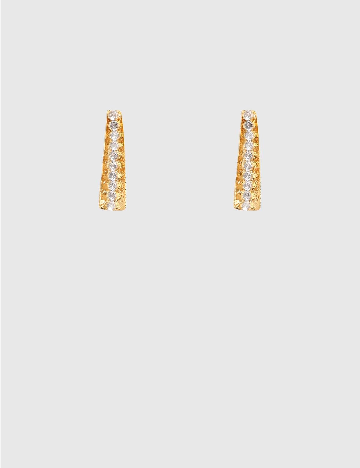 Caryae Gold Women's Earrings with White Stones