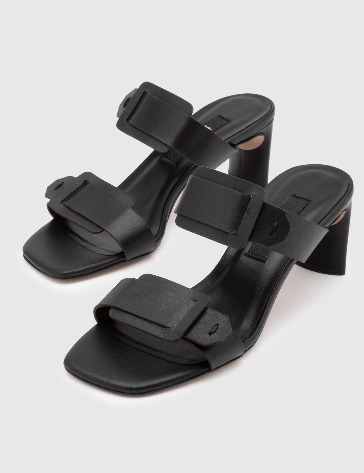 Cauvin Black Leather Women's Slide