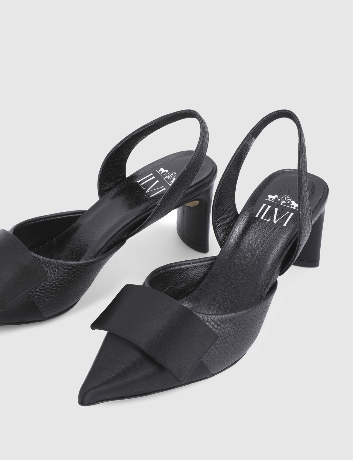Cenobia Black Leather Women's Heeled Sandal