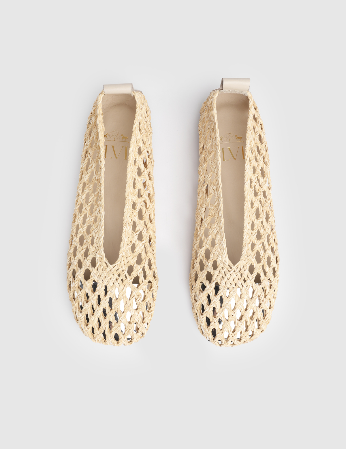 Clarine Beige Woven Leather Women's Ballerina