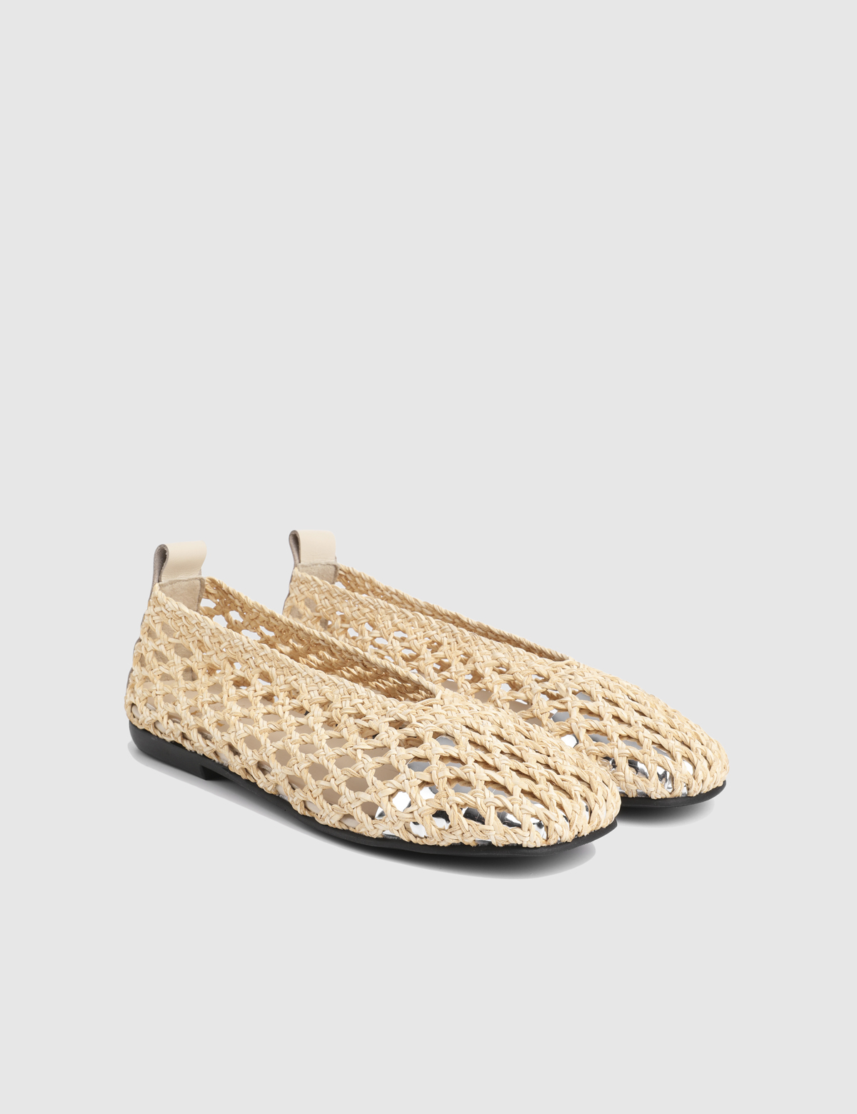 Clarine Beige Woven Leather Women's Ballerina