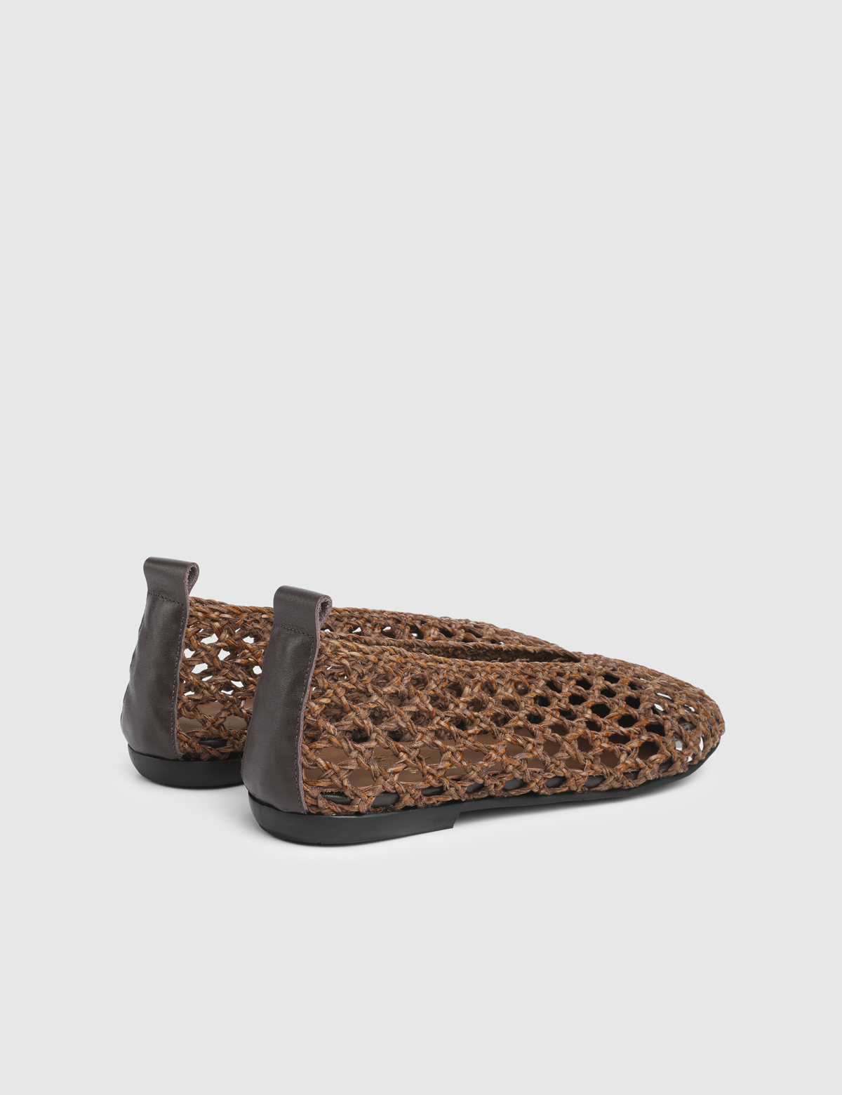 Clarine Brown Woven Leather Women's Ballerina