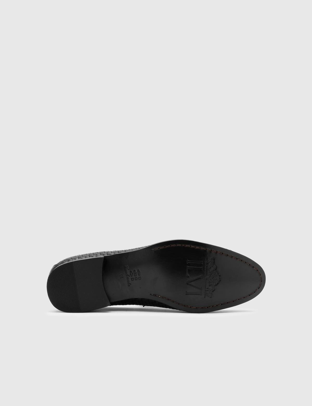 Claudio Black Woven Antique Leather Men's Classic Shoe