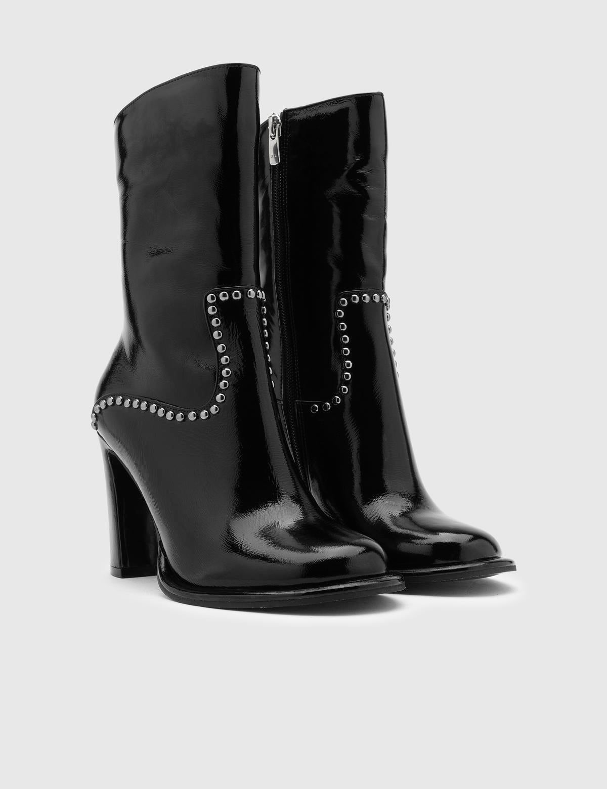 Coleman Black Wrinkled Patent Leather Women's Boot