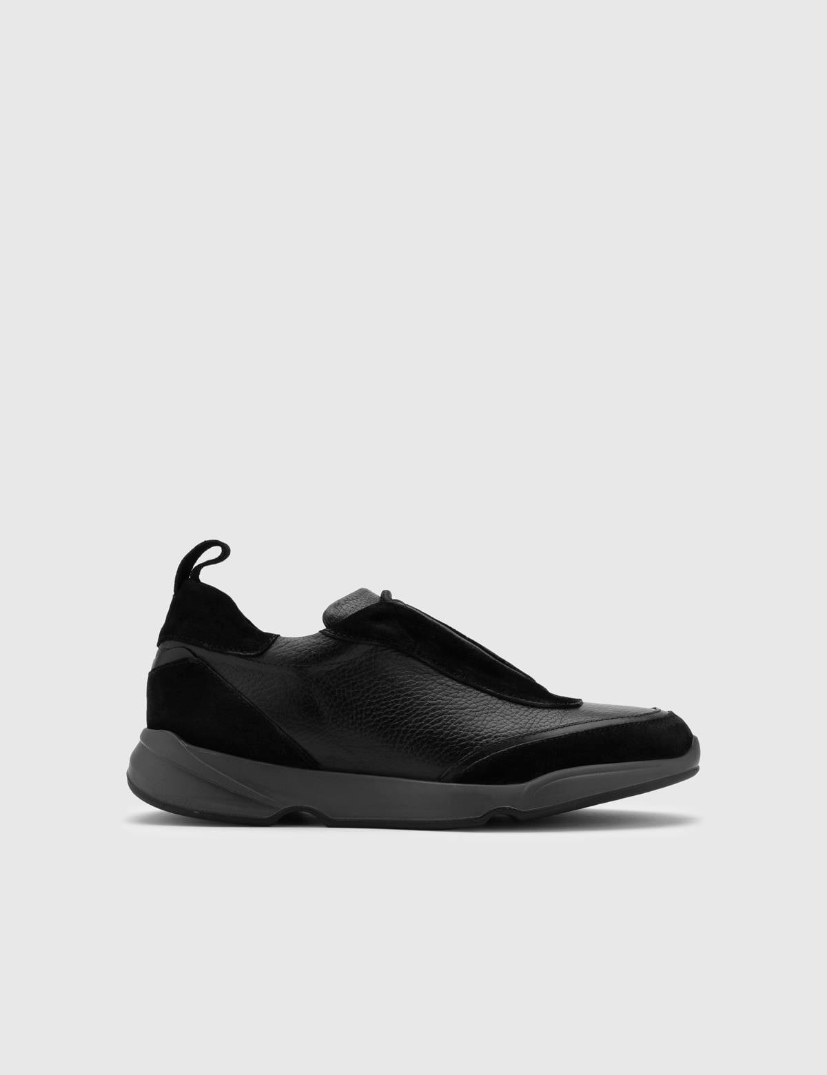 Comgall Black Suede-Black Deer Leather Men's Sneaker