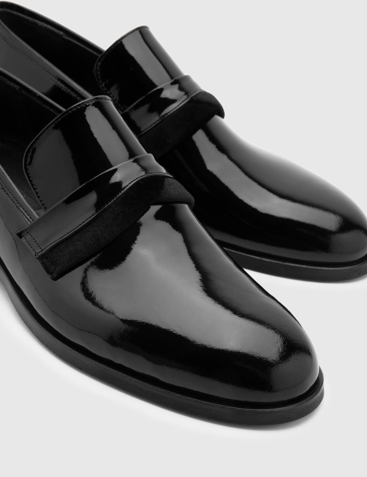 Corrado Black Patent Leather-Velvet Men's Tuxedo Shoe