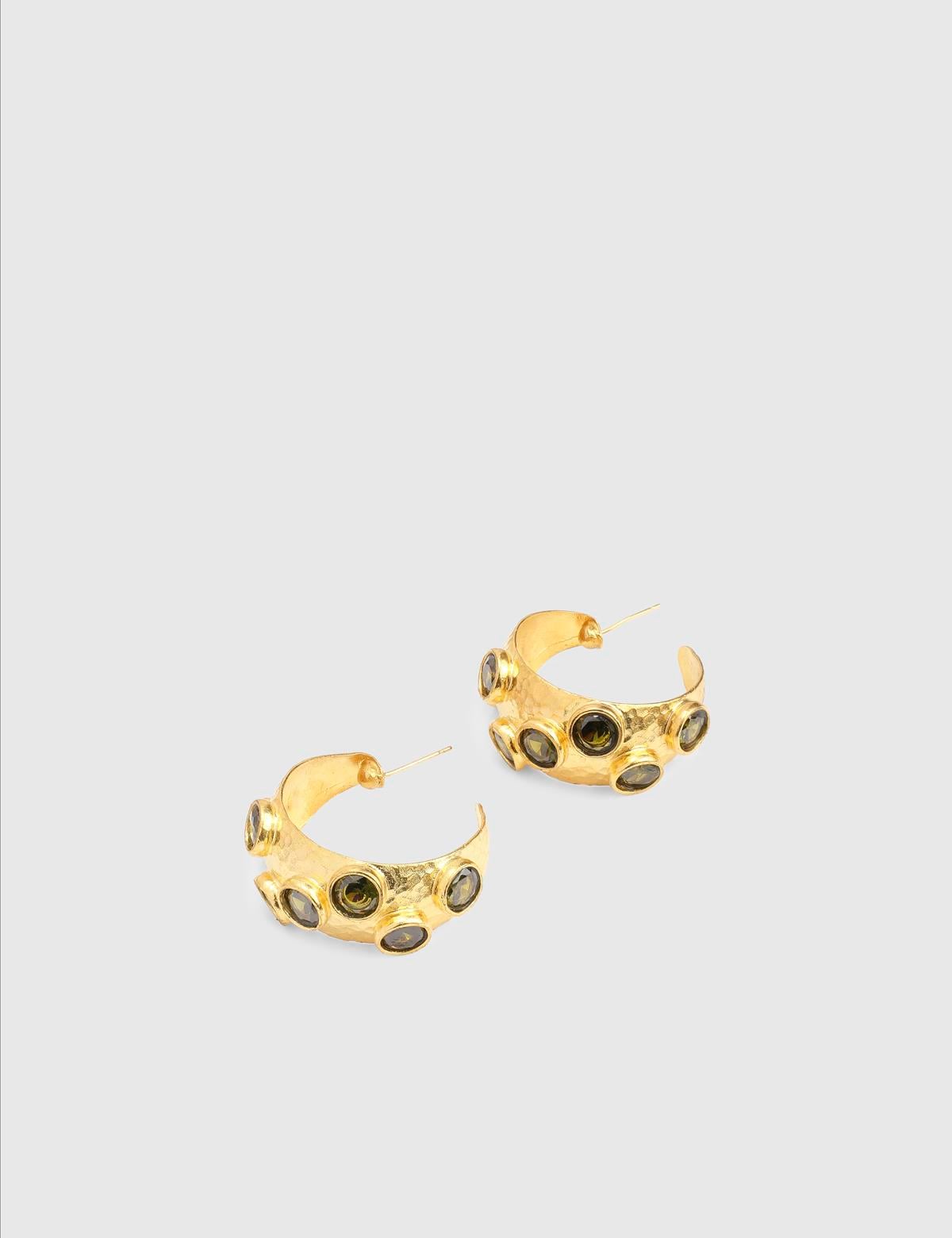 Corvie Gold Women's Earrings with Green Stones