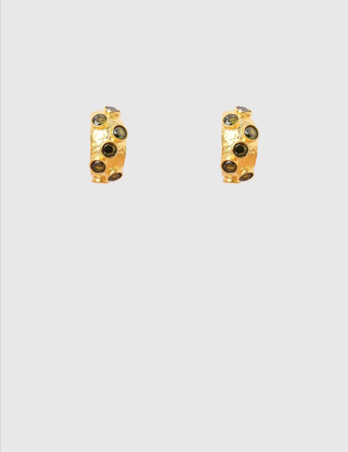 Corvie Gold Women's Earrings with Green Stones
