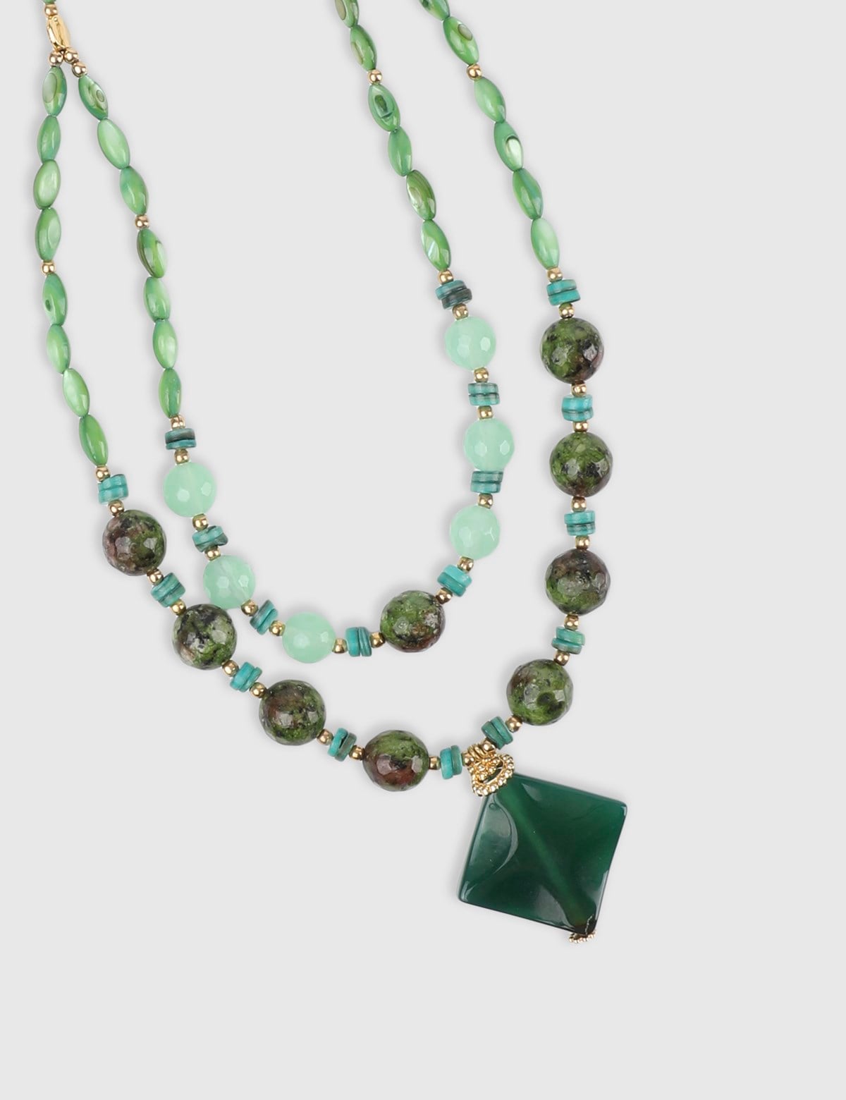 Cresta Gold Women's Necklace with Green Stones