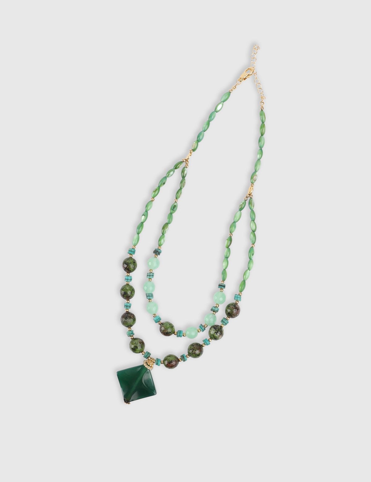 Cresta Gold Women's Necklace with Green Stones