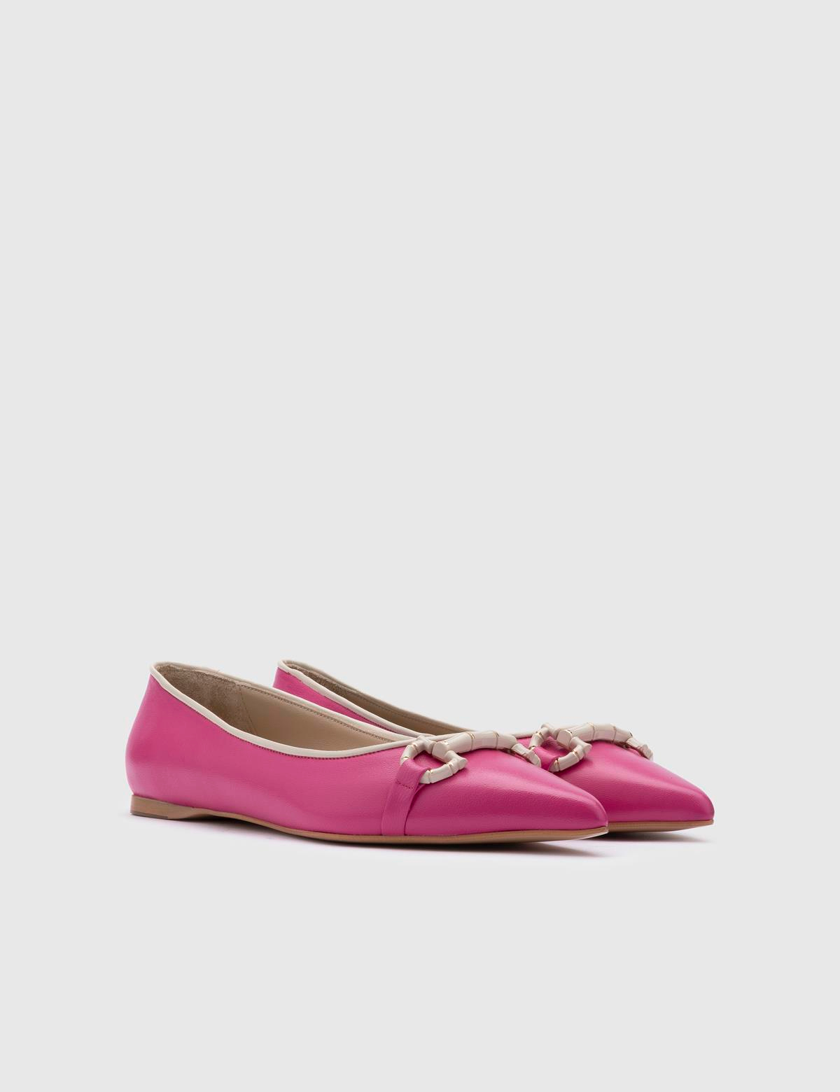 Csilla Fuchsia Leather Women's Ballerina